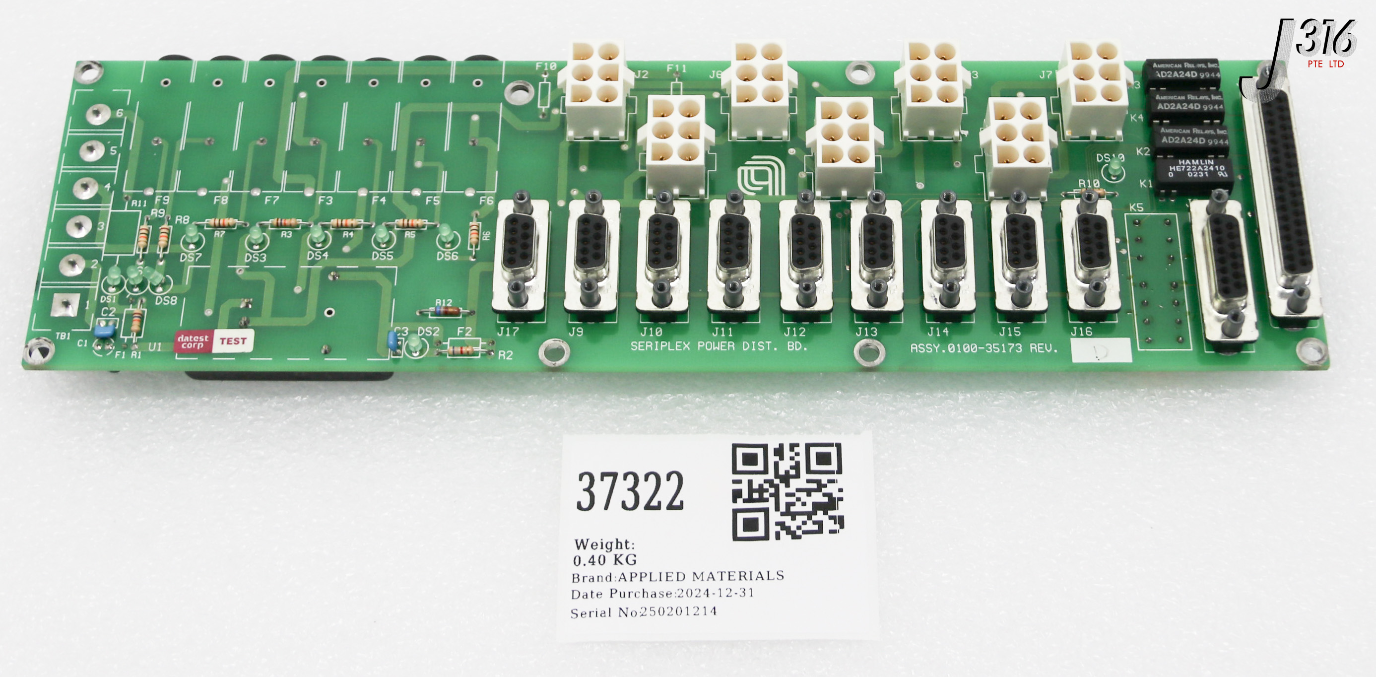 37322 APPLIED MATERIALS PCB, SERIPLEX POWER DISTRIBUTION 0100